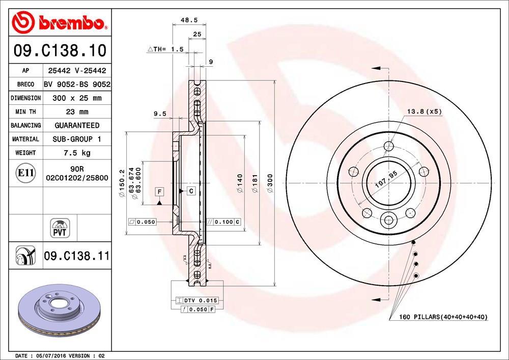 Discos de freno BREMBO ref. 09.C138.11