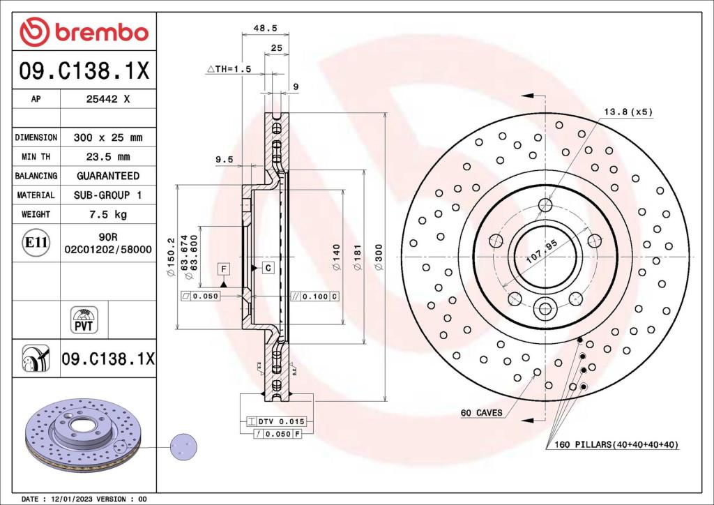 Disques de frein BREMBO 09.C138.1X