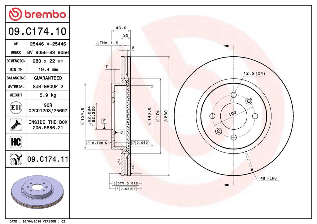 Discos de travão BREMBO ref. 09.C174.11