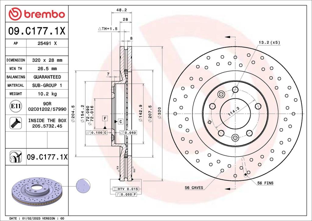 Disques de frein BREMBO ref. 09.C177.1X