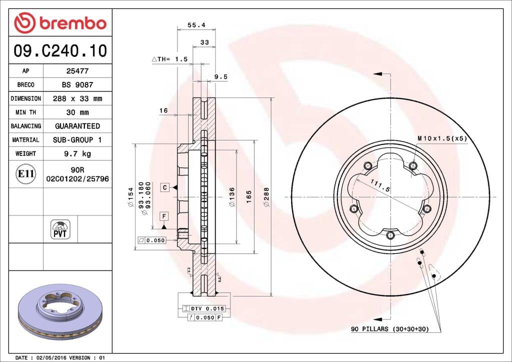 Discos de freno BREMBO ref. 09.C240.10