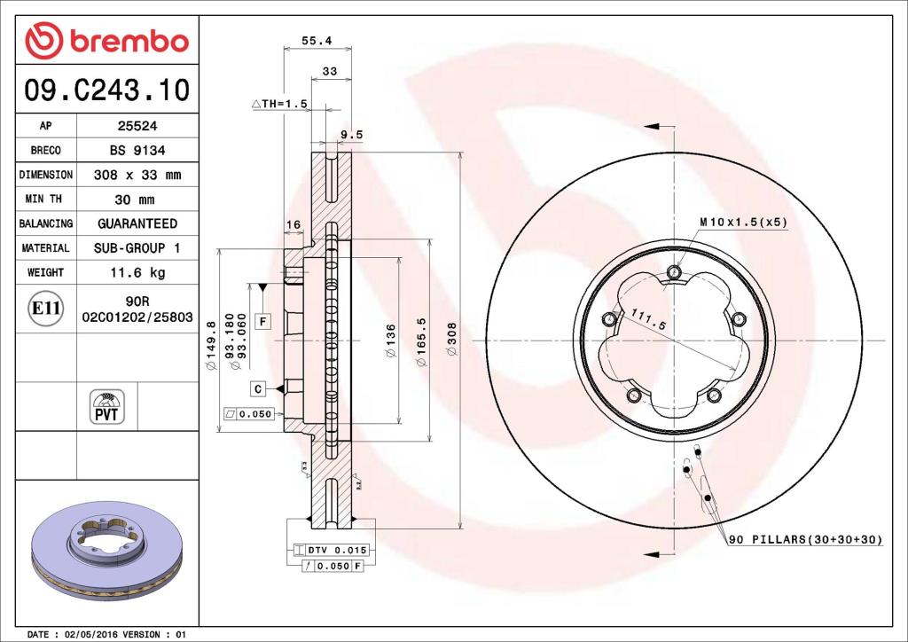 Discos de freno BREMBO ref. 09.C243.10
