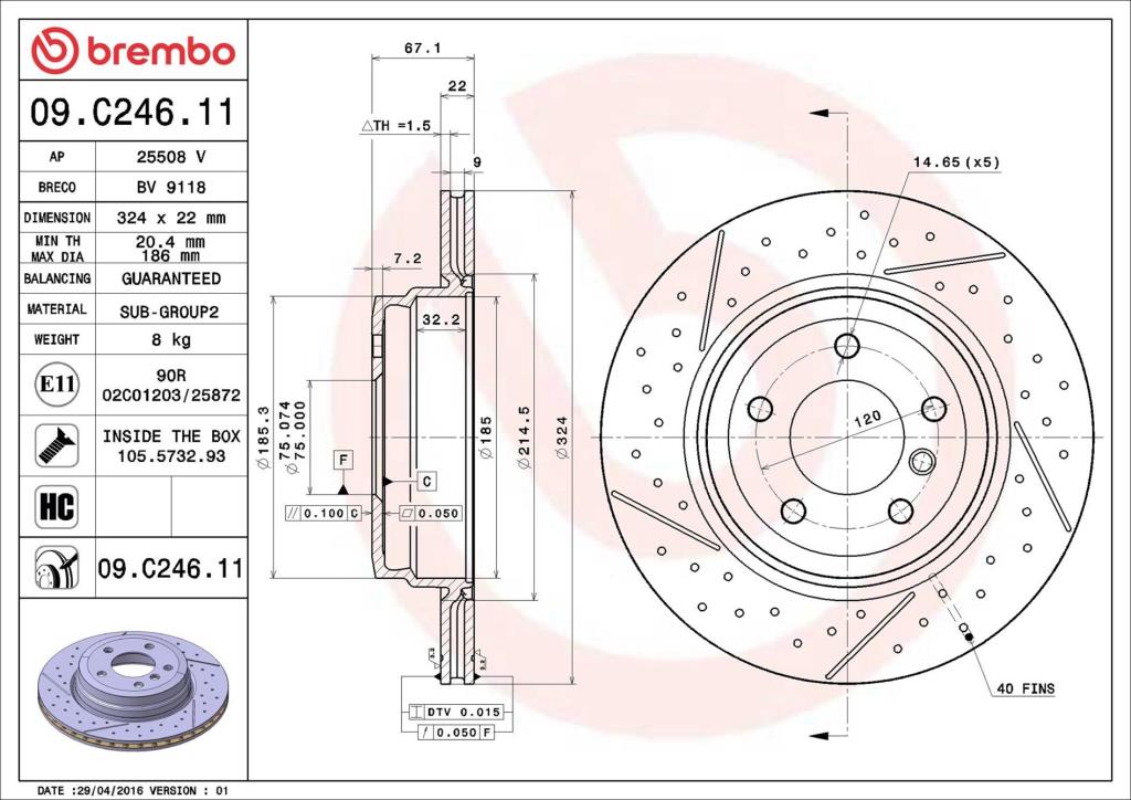 Discos de freno BREMBO ref. 09.C246.11