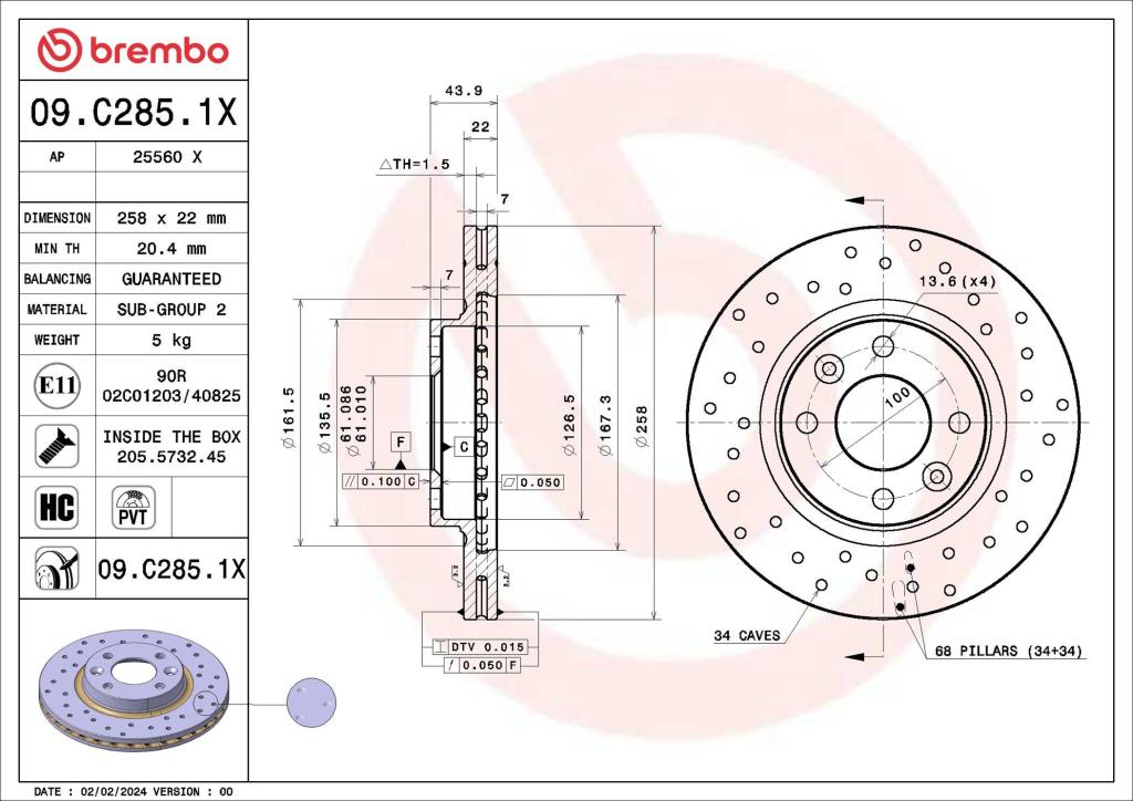 Discos de freno BREMBO ref. 09.C285.1X