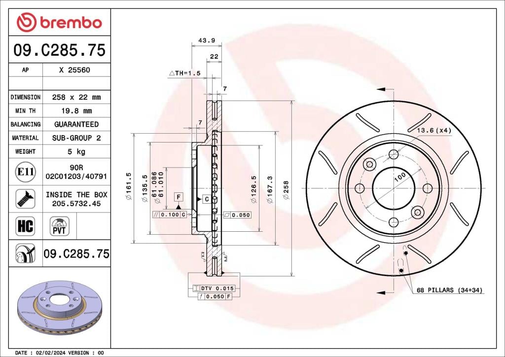 Discos de freno BREMBO ref. 09.C285.75