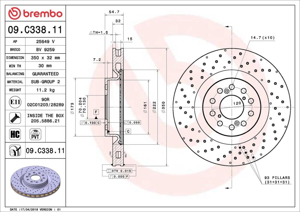 Discos de freno BREMBO ref. 09.C338.11