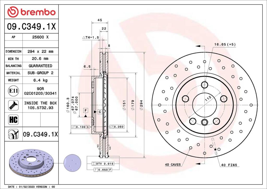 Discos de travão BREMBO ref. 09.C349.1X