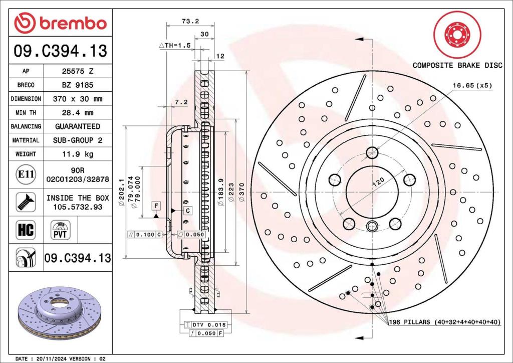 Discos de travão BREMBO 09.C394.13