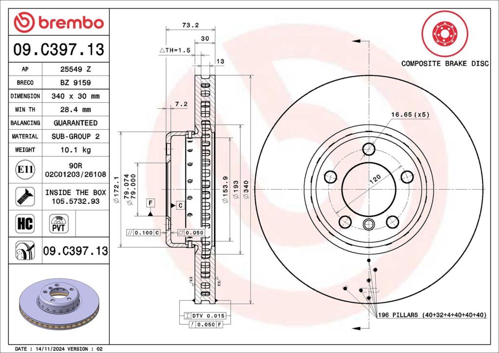 Discos de freno BREMBO ref. 09.C397.13