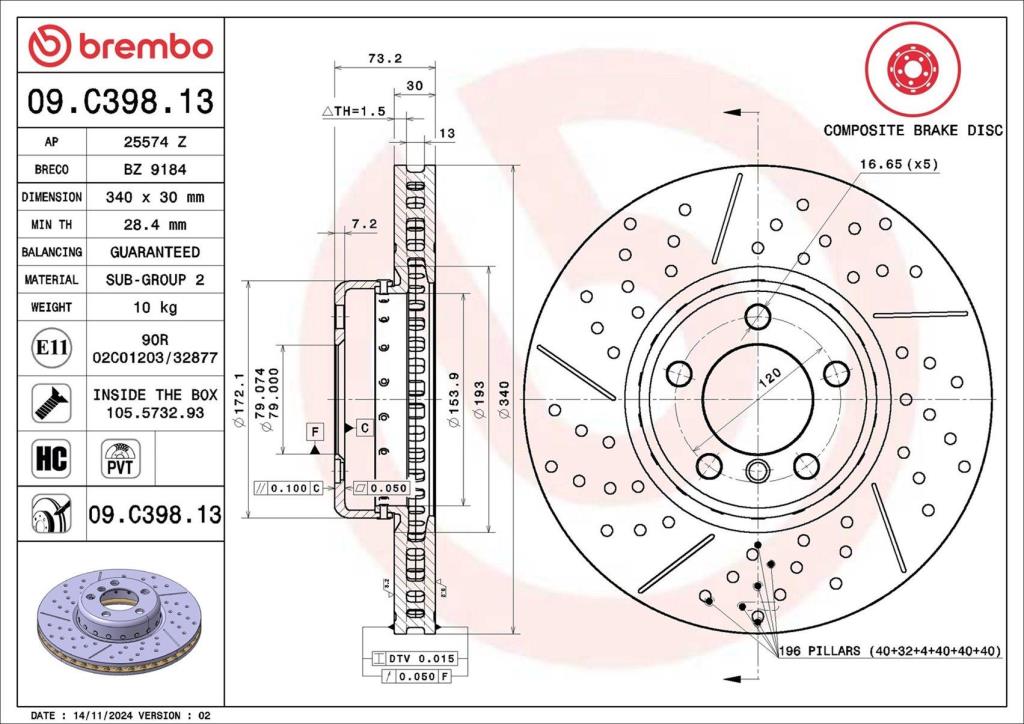 Disques de frein BREMBO 09.C398.13