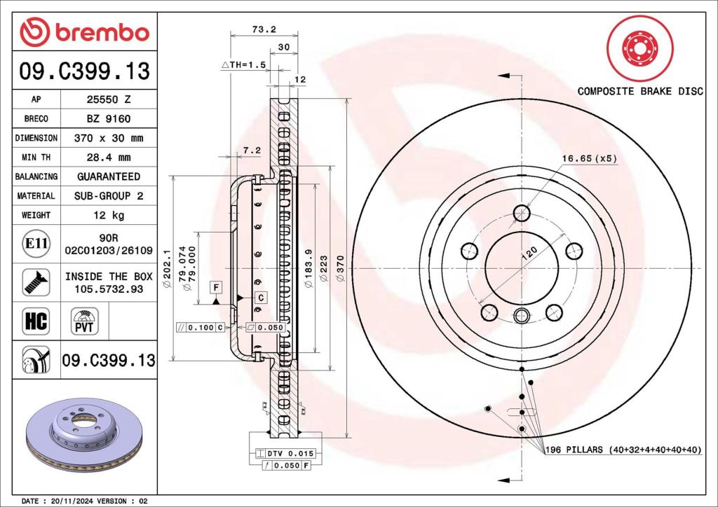 Discos de freno BREMBO ref. 09.C399.13