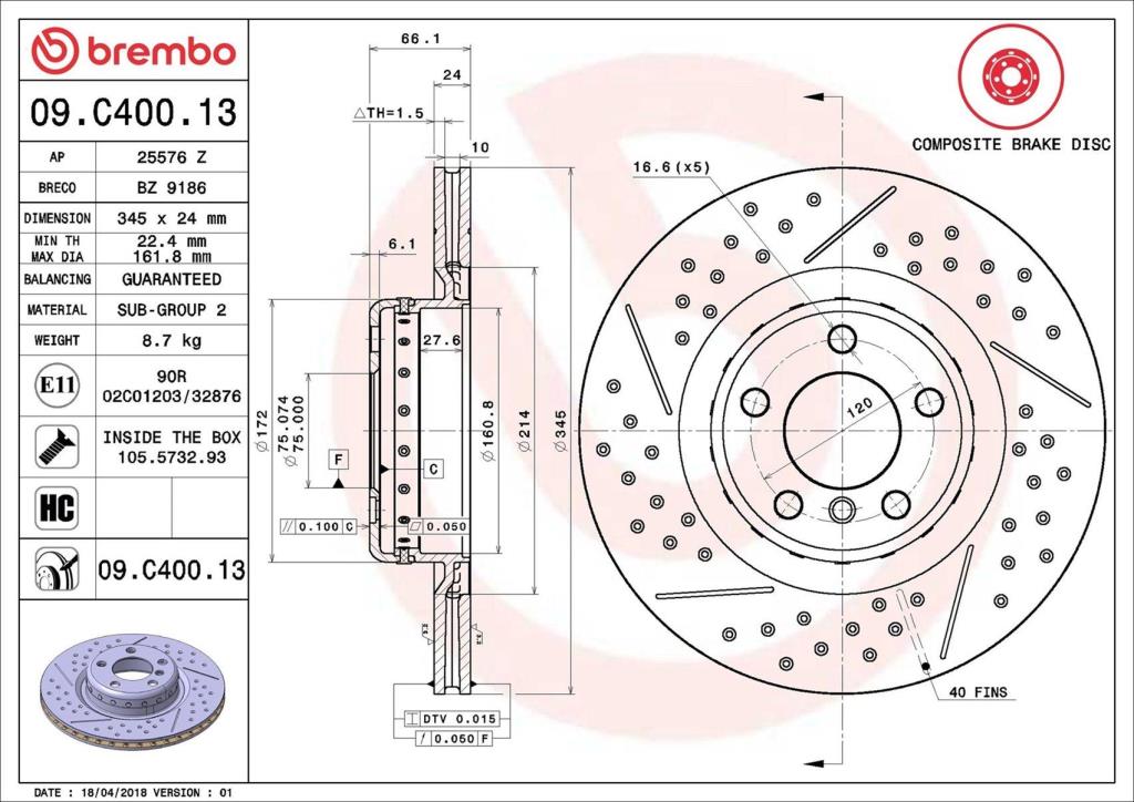 Discos de freno BREMBO ref. 09.C400.13