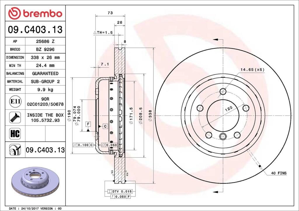Discos de freno BREMBO ref. 09.C403.13