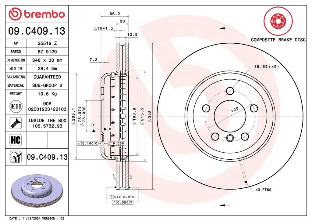 Discos de freno BREMBO ref. 09.C409.13