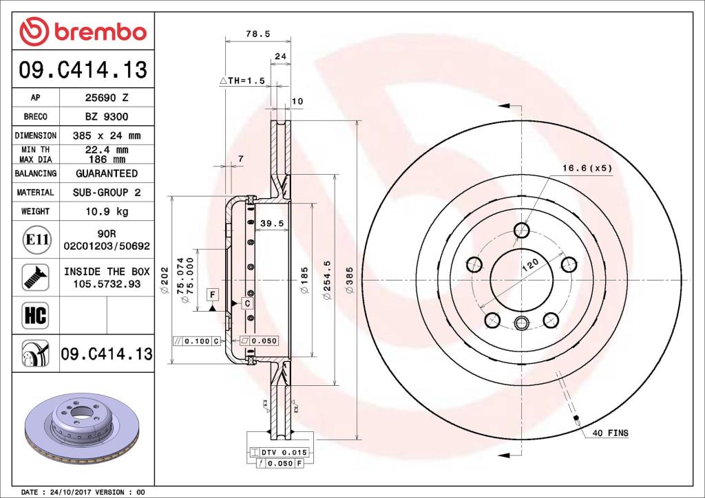 Discos de freno BREMBO ref. 09.C414.13