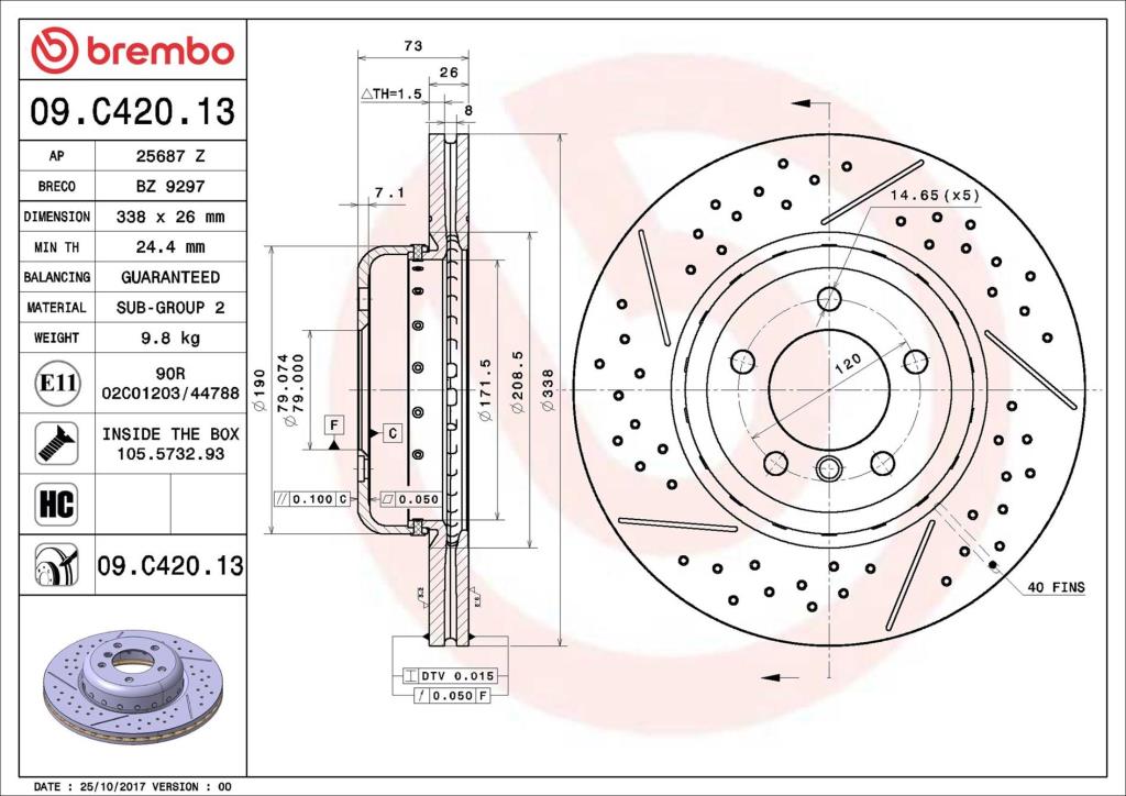 Discos de freno BREMBO ref. 09.C420.13