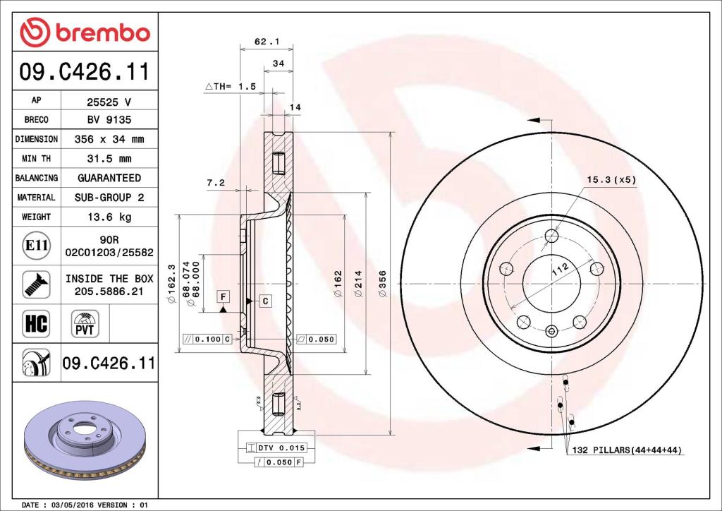 Discos de freno BREMBO ref. 09.C426.11