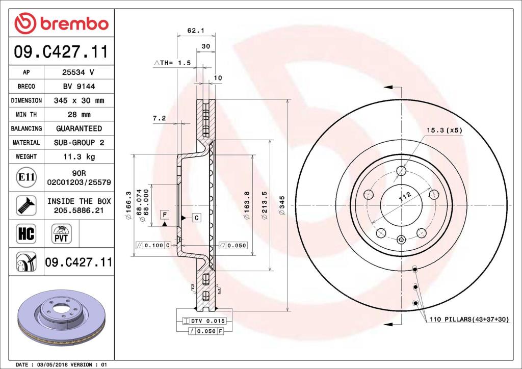 Discos de freno BREMBO ref. 09.C427.11