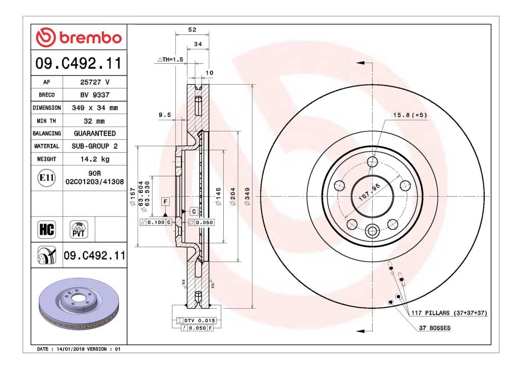 Discos de travão BREMBO 09.C492.11