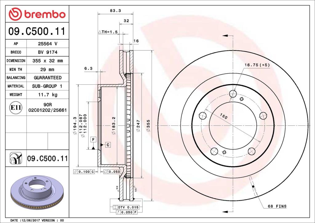 Discos de freno BREMBO ref. 09.C500.11