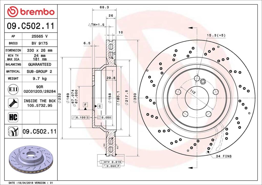 Discos de freno BREMBO ref. 09.C502.11