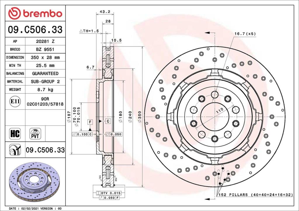 Discos de travão BREMBO 09.C506.33