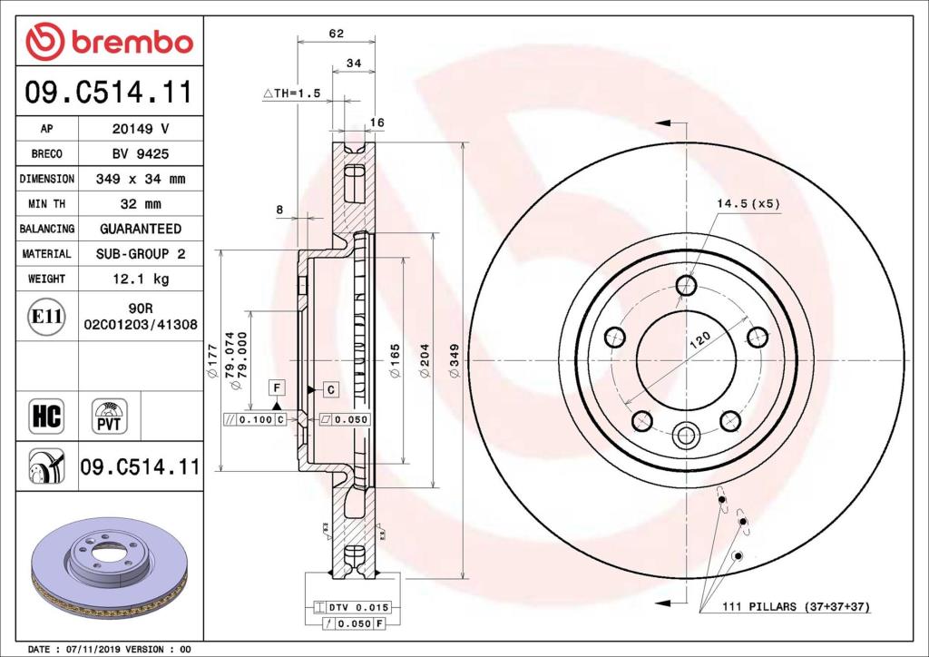 Discos de freno BREMBO ref. 09.C514.11