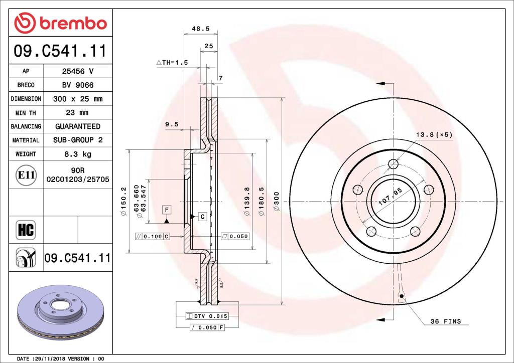 Discos de freno BREMBO ref. 09.C541.11