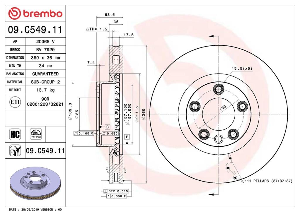Discos de travão BREMBO 09.C549.11