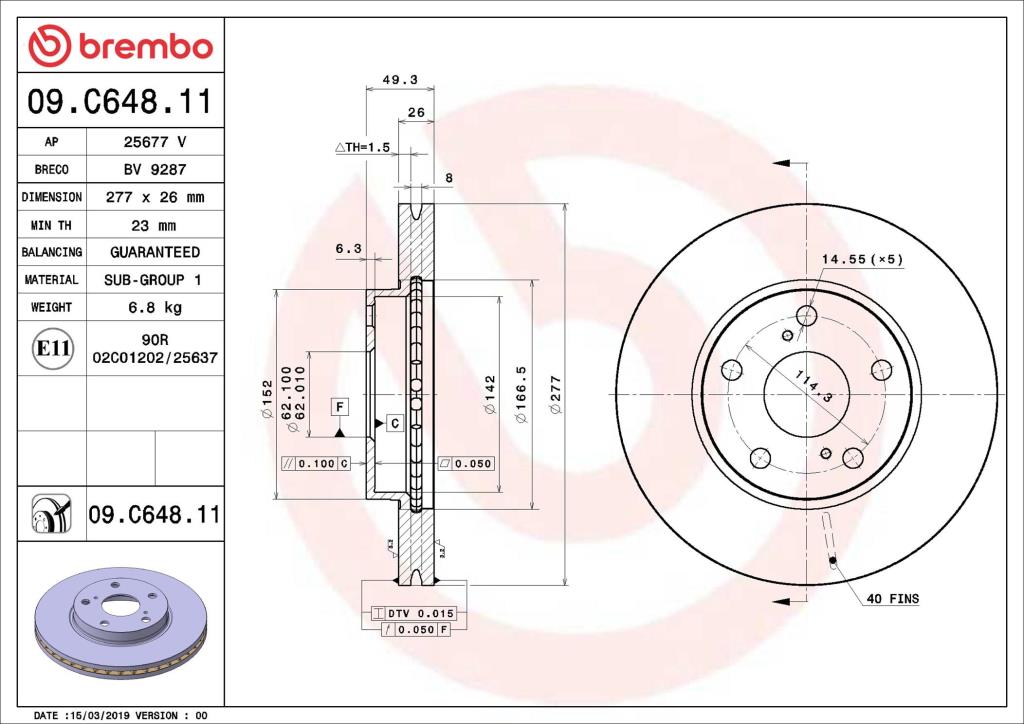 Disques de frein BREMBO 09.C648.11