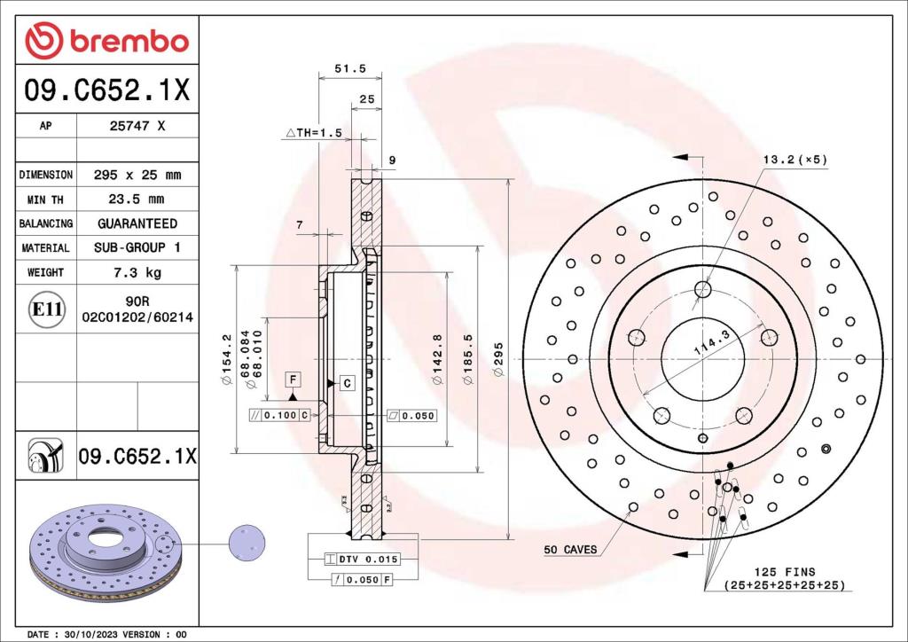 Disques de frein BREMBO 09.C652.1X