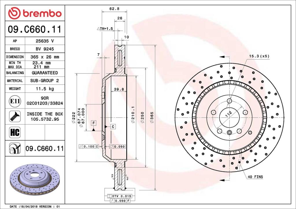 Discos de freno BREMBO ref. 09.C660.11