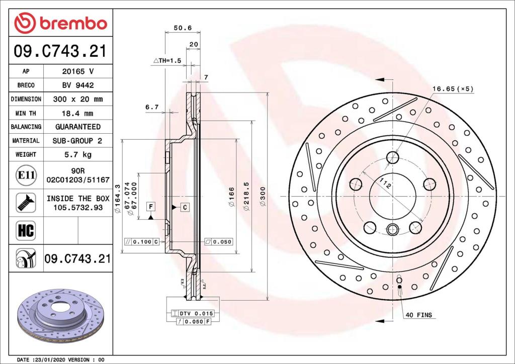 Discos de freno BREMBO ref. 09.C743.21