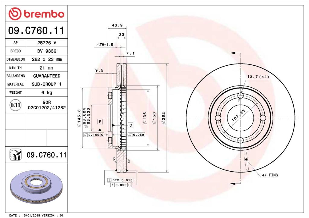 Discos de travão BREMBO ref. 09.C760.11