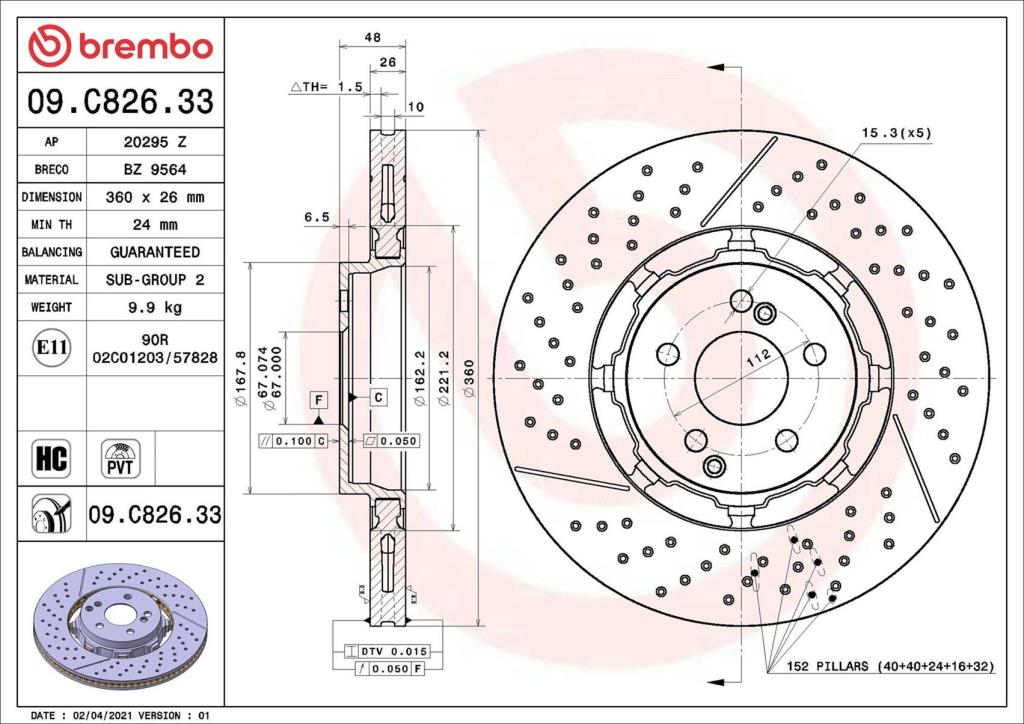 Discos de freno BREMBO ref. 09.C826.33