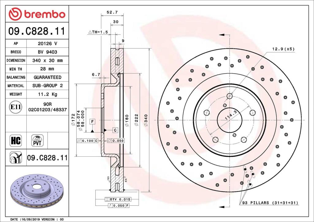 Discos de freno BREMBO ref. 09.C828.11