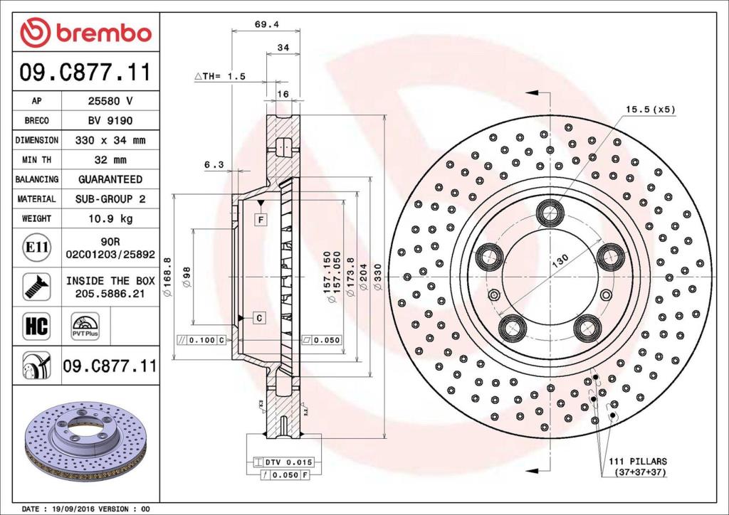 Disques de frein BREMBO 09.C877.11