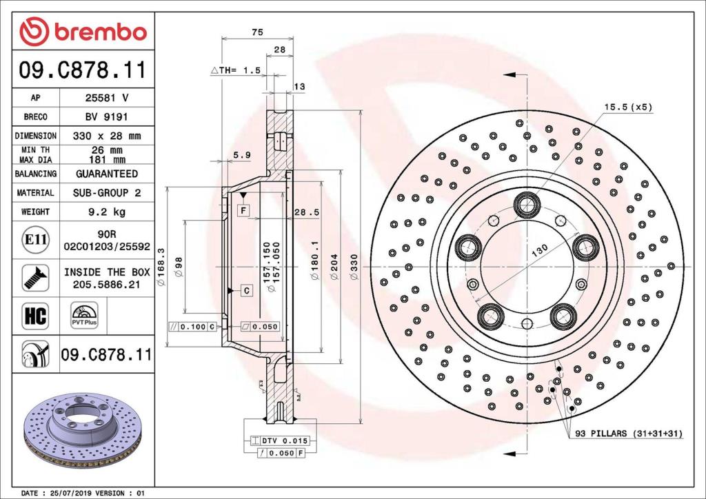 Discos de freno BREMBO ref. 09.C878.11