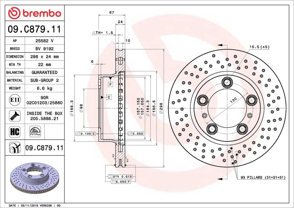 Discos de freno BREMBO ref. 09.C879.11