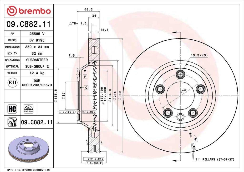 Discos de freno BREMBO ref. 09.C882.11