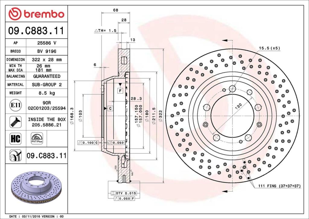 Discos de freno BREMBO ref. 09.C883.11