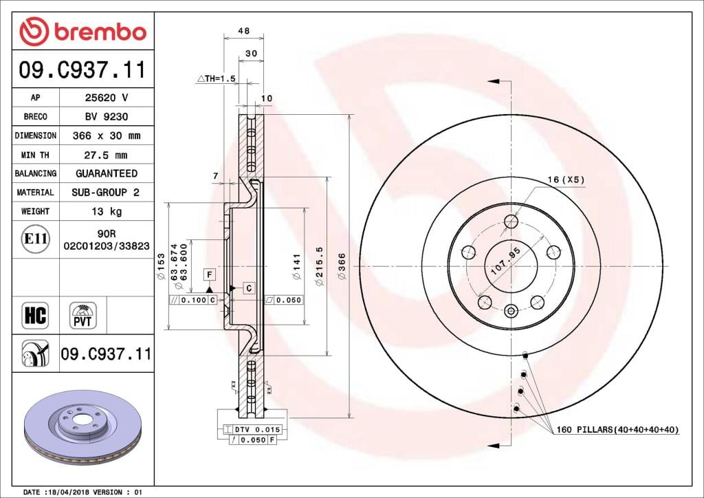 Discos de freno BREMBO ref. 09.C937.11