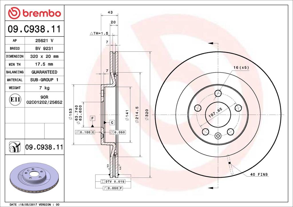 Discos de freno BREMBO ref. 09.C938.11