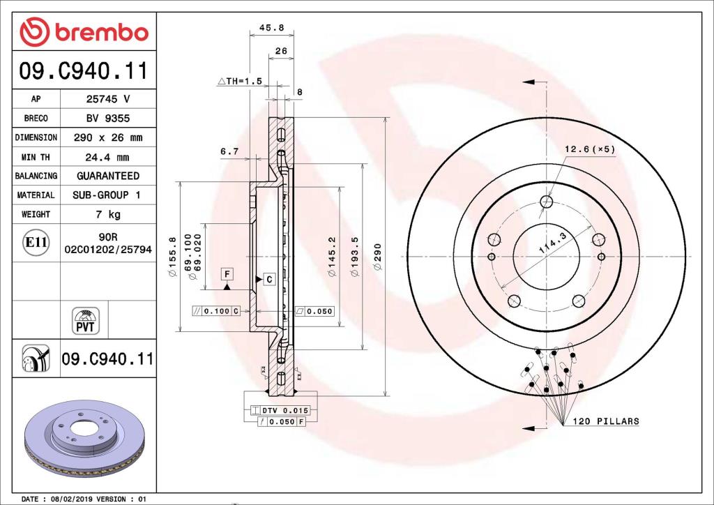 Discos de freno BREMBO ref. 09.C940.11