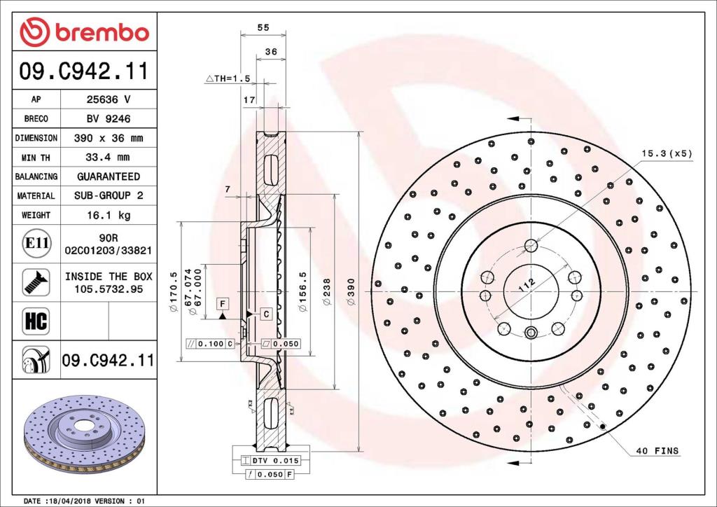 Discos de freno BREMBO ref. 09.C942.11