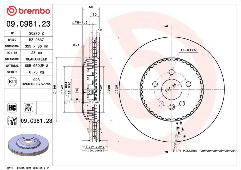 Disques de frein BREMBO 09.C981.23