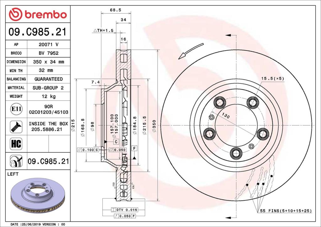 Discos de freno BREMBO ref. 09.C985.21