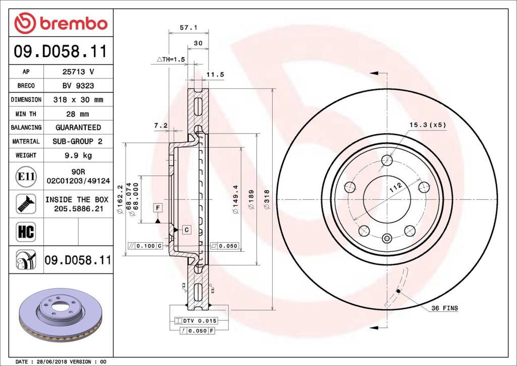 Discos de freno BREMBO ref. 09.D058.11
