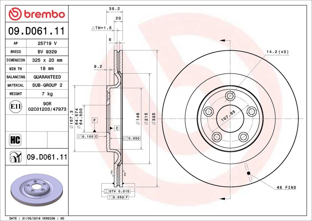 Disques de frein BREMBO 09.D061.11