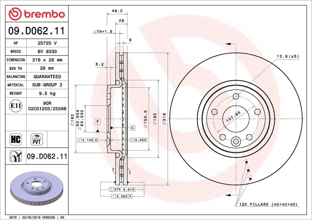 Discos de freno BREMBO ref. 09.D062.11
